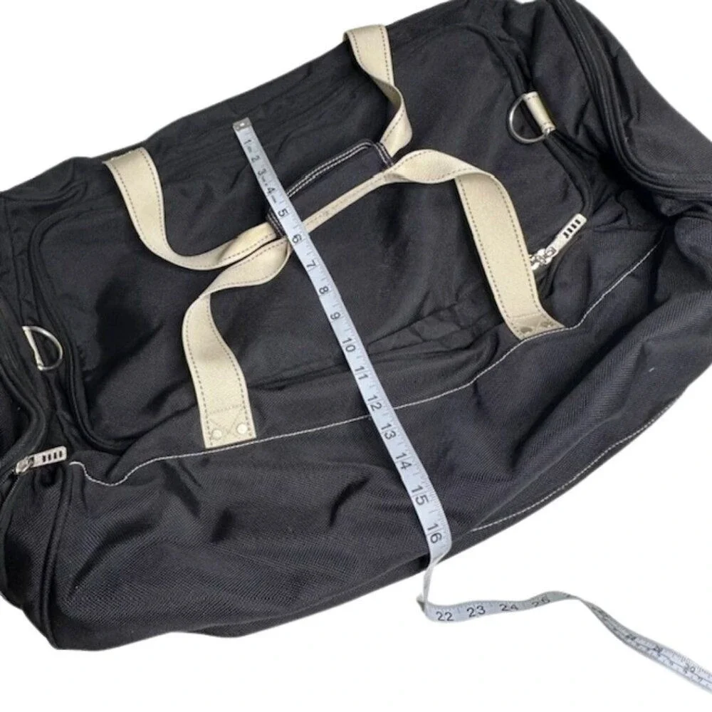 Lands' End Weekender‎ Black and Cream Canvas Travel Bag